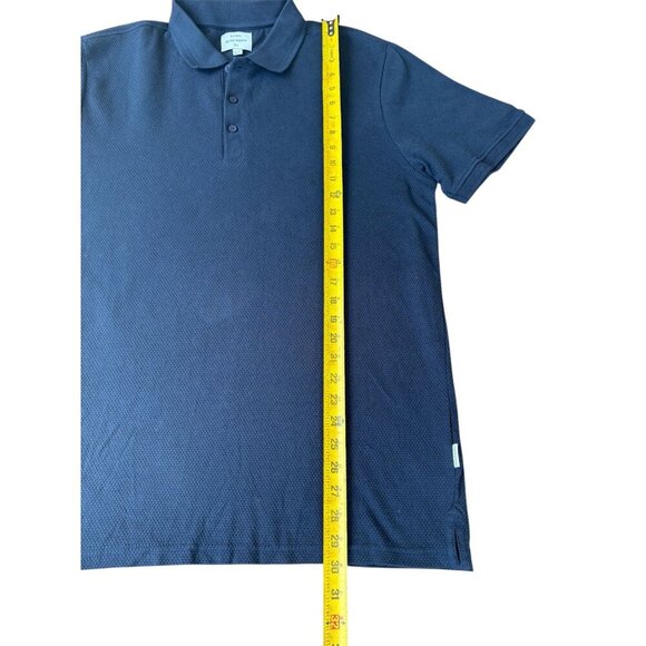 Peter Werth London Navy Polo Shirt Mens L Short Sleeve Cotton Textured Design Cl - Picture 4 of 5